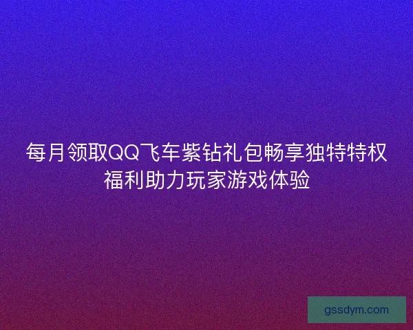每月领取QQ飞车紫钻礼包畅享独特特权福利助力玩家游戏体验