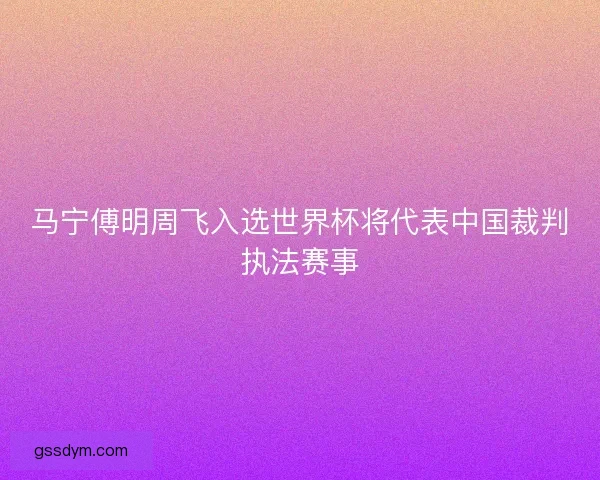 马宁傅明周飞入选世界杯将代表中国裁判执法赛事