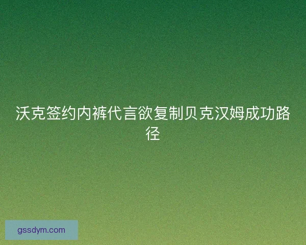 沃克签约内裤代言欲复制贝克汉姆成功路径 沃克签约内裤代言欲复制贝克汉姆成功路径